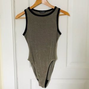 Vintage Ribbed Tank Bodysuit - Black Trim